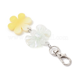 笑顔の花と蝶結びのアクリルペンダントデコレーション4個  合金回転式ナスカン付き  ミックスカラー  98mm&nbsp;HJEW-JM03857
