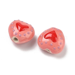 Heart Pattern Handmade Porcelain Enamel Beads&nbsp;PORC-G016-03L