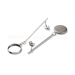 変色しない304ステンレススチールスタッドピアス金具  ピアスのセッティング  フラットラウンド  ステンレス鋼色  56x14mm  ピン：0.8mm  トレイ：12mm&nbsp;STAS-P328-12P