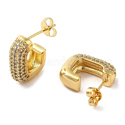 Brass Micro Pave Clear Cubic Zirconia Stud Earrings for Women&nbsp;EJEW-A040-05G