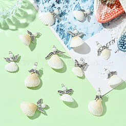 50Pcs 10 Styles Shell & Alloy Pendants&nbsp;PALLOY-CJ00044