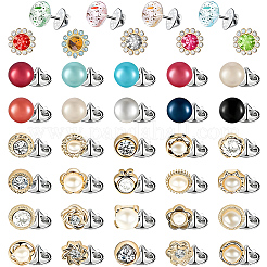 39Pcs Flower & Flat Round ABS Plastic with Alloy Lapel Pin Backs for Backpack Clothes&nbsp;JEWB-GF0001-55
