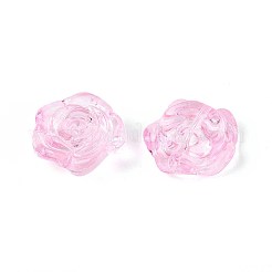 ベーキングペイント透明ガラスビーズ  花  パールピンク  17.5~18x18~18.5x7.5~8.5mm  穴：1.2~1.5mm&nbsp;DGLA-N018-01I