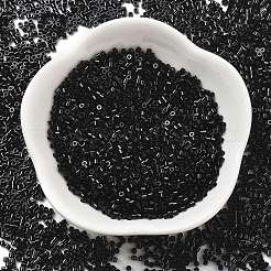 不透明色のガラスシードビーズ  シリンダー  ブラック  1.6x1.3mm  穴：0.8mm  約60000個/ポンド&nbsp;SEED-H003-07C