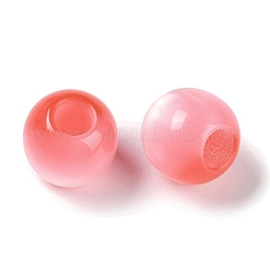 レジンヨーロピアンビーズ  大穴ビーズ  模造キャットアイ  ラウンド  レッド  12x11.5mm  穴：4.8mm&nbsp;RESI-F055-02E