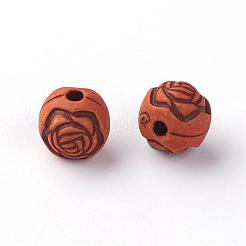 模造ウッドアクリルビーズ  花の丸  サドルブラウン  8mm  穴：1.5mm  約2000個/500g&nbsp;SACR-Q186-10