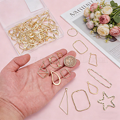 52 個 13 スタイルラックメッキ合金オープンバックベゼルペンダント  UVレジンDIY用  エポキシ樹脂  プレスジュエリー  混合図形  混合図形  13~60.5x11~37.5x1~2mm  穴：1.2~1.8mm  4個/スタイル&nbsp;FIND-OC0014-20