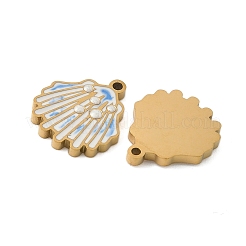 304ステンレススチールエナメルチャーム  イオンプレーティング（ip）  シェルシェイプチャーム  ディープスカイブルー  15x13x2mm  穴：1.2mm&nbsp;LS-STAS-Z139-05G-01