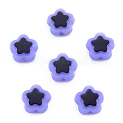 不透明なメッキアクリルビーズ  ライン入り  スター  スレートブルー  9.5x10x5mm  穴：1.6mm  約1850個/500g&nbsp;OACR-N136-01G