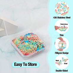 40Pcs 10 Styles Spray Painted 430 Stainless Steel Filigree Double-Sided Pendants&nbsp;STAS-TA0002-28