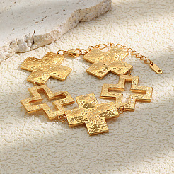 304 Stainless Steel Textured Religion Cross Link Chain Bracelets&nbsp;SA-CBA3E4B-02G
