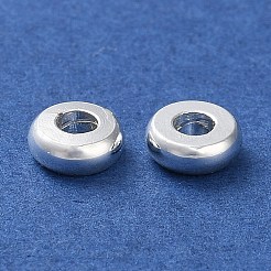 ラックメッキ真鍮スペーサービーズ  長持ちメッキ  鉛フリー＆カドミウムフリー  ディスク  銀  5x2mm  穴：2mm&nbsp;KK-F090-17S-01