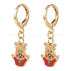 Brass Huggie Hoop Earrings for Christmas&nbsp;EJEW-JE04509