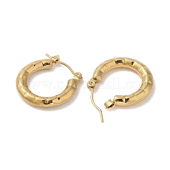 女性用ハンマー加工201ステンレススチールハーフフープピアス  304ステンレスピン付き  ゴールドカラー  20x4mm&nbsp;EJEW-G385-01G
