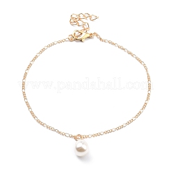 4Pcs 4 Style Alloy Chain Anklets Set with Heart Flat Round and Resin Pearl Charm&nbsp;SJEW-D009-04KCG