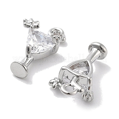 Brass Micro Pave Clear Cubic Zirconia Charms&nbsp;KK-M102-28P