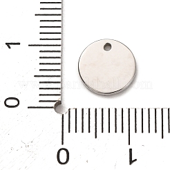 304ステンレスペンダント  チェック柄のフラットラウンドいチャーム  ステンレス鋼色  9x1mm  穴：1mm&nbsp;STAS-Z197-01G-04