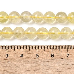 天然レモンクォーツ（加熱）ビーズ連売り  ラウンド  8mm  穴：0.9mm  約50個/連  15.55''（39.5センチメートル）&nbsp;G-P596-8mm-01