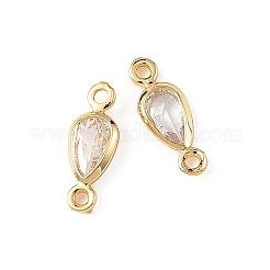 SHEGRACE Brass Pave Clear Cubic Zirconia Teardrop Connector Charms&nbsp;XGRQ2O545-449G