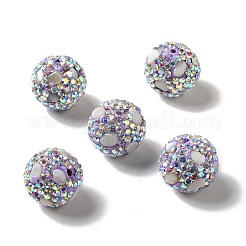 樹脂粘土ラインストーンビーズ  天然石風チップ付き  ラウンド  ライラック  16x17mm  穴：1.8mm&nbsp;RGLA-D050-02D