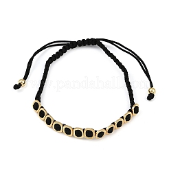 Square Brass Cotton Cord Adjustable Braided Bracelets&nbsp;BJEW-L568-05G