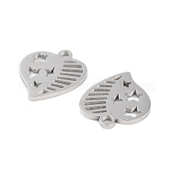変色しない316ステンレススチールチャーム  ハートチャーム  レーザー切断  ステンレス鋼色  13.5x12.5x1mm  穴：1.5mm&nbsp;STAS-C096-12E-P