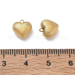 304ステンレススチールチャーム  イオンプレーティング（ip）  リブ付きハートチャーム  艶出し  18KGP本金メッキ  9x9x5mm  穴：1.2mm&nbsp;SA-CBAF3CF-05E-G