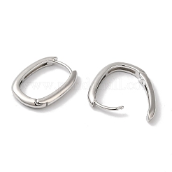 Rectangle Brass Huggie Hoop Earrings for Women&nbsp;EJEW-U008-12P