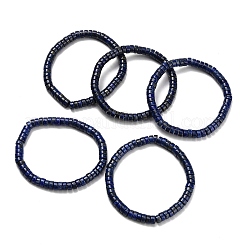 天然石ラピスラズリビーズストレッチブレスレット  フラットラウンド  ビーズ：6x3mm  内径：2-1/8インチ（5.4cm）&nbsp;BJEW-F523-03B