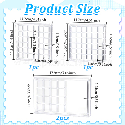 4Pcs 3 Styles Transparent Acrylic Grided Storage Boxes with Magnetic Lid for Loose Shell Beads&nbsp;CON-GA0001-37