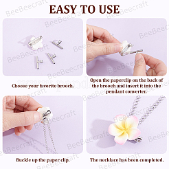 6Pcs 3 Colors 201 Stainless Steel Brooch Convert Necklaces Pendant Hooks&nbsp;STAS-BBC0010-59