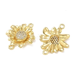 Brass Micro Pave Clear Cubic Zirconia Connector Charms&nbsp;CU-CBA280C-12G
