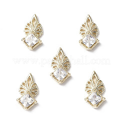 Brass Micro Pave Clear Cubic Zirconia Cabochons&nbsp;KK-A174-09G