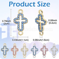 30 個 3 色の合金ラインストーンコネクタチャーム  中空クロスリンク  ミックスカラー  プラチナ  20x11x2mm  穴：1.6mm  10個/カラー&nbsp;FIND-YW0011-18A