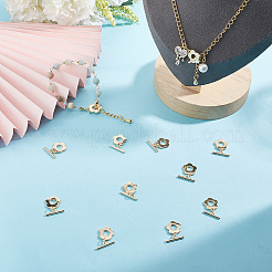 真鍮トグル留め具12セット  丸カン付き  ニッケルフリー  花  18KGP本金メッキ  花：14.5x13x1.5mm  穴：1.2mm  バー：16x2mm  穴：1.2mm  丸カン：5x0.8mm。&nbsp;KK-GO0002-23