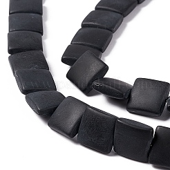 透明なすりガラスビーズ連売り  正方形  ブラック  12x12x4.5mm  穴：1mm  約50個/連  23.23''~24.02''（59~61センチメートル）&nbsp;X-FGLA-S001-01F