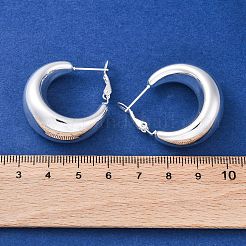 304ステンレススチール製ティアドロップフープピアス（女性用）  銀  29.5x14.5mm&nbsp;EJEW-A125-30S