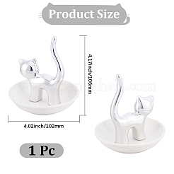 1Pc Cat Shape Ceramic Jewelry Decorative Plates&nbsp;ODIS-BBC0001-11B