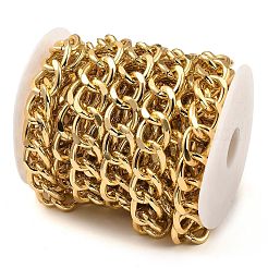 アルミカーブチェーン  溶接されていない  スプールで  ゴールドカラー  22.5x18.5x3.8mm  約16.40フィート（5m）/ロール&nbsp;CHA-C002-04G