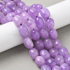 天然石マレーシアジェイドビーズ連売り  オーバル  染め  ライラック  11~13x9~10x8.5~10mm  穴：1mm  約16個/連  7.28~7.48インチ（18.5~19cm）&nbsp;G-P528-N14-01