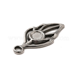 変色しない304ステンレススチールペンダントカボションセッティング  葉  ステンレス鋼色  トレイ：4mm  25x12x2mm  穴：2.2mm&nbsp;STAS-I694-12P
