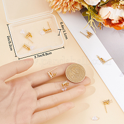 10Pcs Brass Glass Rhinestone Stud Earring Findings&nbsp;KK-BBC0009-24
