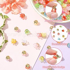 90個9色アクリルパーツ  花のチャーム  合金のパーツと  ミックスカラー  12.2x11.1mm  10個/カラー&nbsp;OACR-CJ0002-58