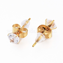 Brass Cubic Zirconia Pendant Necklaces & Stud Earrings Jeweley Sets&nbsp;SJEW-L154-12