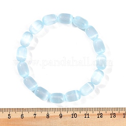 女性用染色天然セレナイトコラムビーズストレッチブレスレット  空色  3/8x1/2インチ（0.85x1.25cm）  内径：2-1/4インチ（5.6cm）&nbsp;BJEW-I312-05B