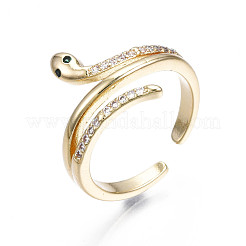 Spakling Cubic Zirconia Snake Wrap Cuff Ring&nbsp;RJEW-N035-070A-NF