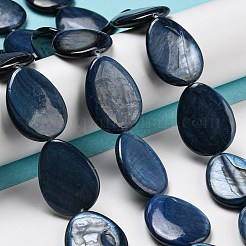 染め天然淡水シェルビーズ連売り  ティアドロップ  スチールブルー  23x17~18x4~4.5mm  穴：0.8mm  約17個/連  15.75インチ（40cm）&nbsp;BSHE-G034-24