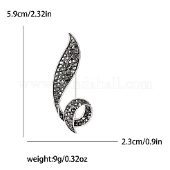花のラインストーンピン  合金ブローチ女の子女性ギフト用  銀  59x23mm&nbsp;PW-WG73125-01