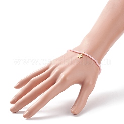 5ピース 5スタイル ガラスシードビーズ ストレッチブレスレットセット ステンレススチールチャーム 女性用  ミックスカラー  内径：2-1/4インチ（5.6~5.8cm）  1個/スタイル&nbsp;BJEW-JB08562