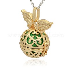Golden Tone Brass Hollow Round Cage Pendants&nbsp;KK-J233-08G
